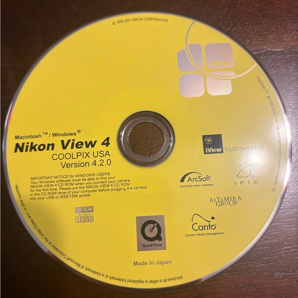 Vintage Nikon View 4 CD-ROM COOLPIX USA v4.2.0 Software Disc (1998–2001)